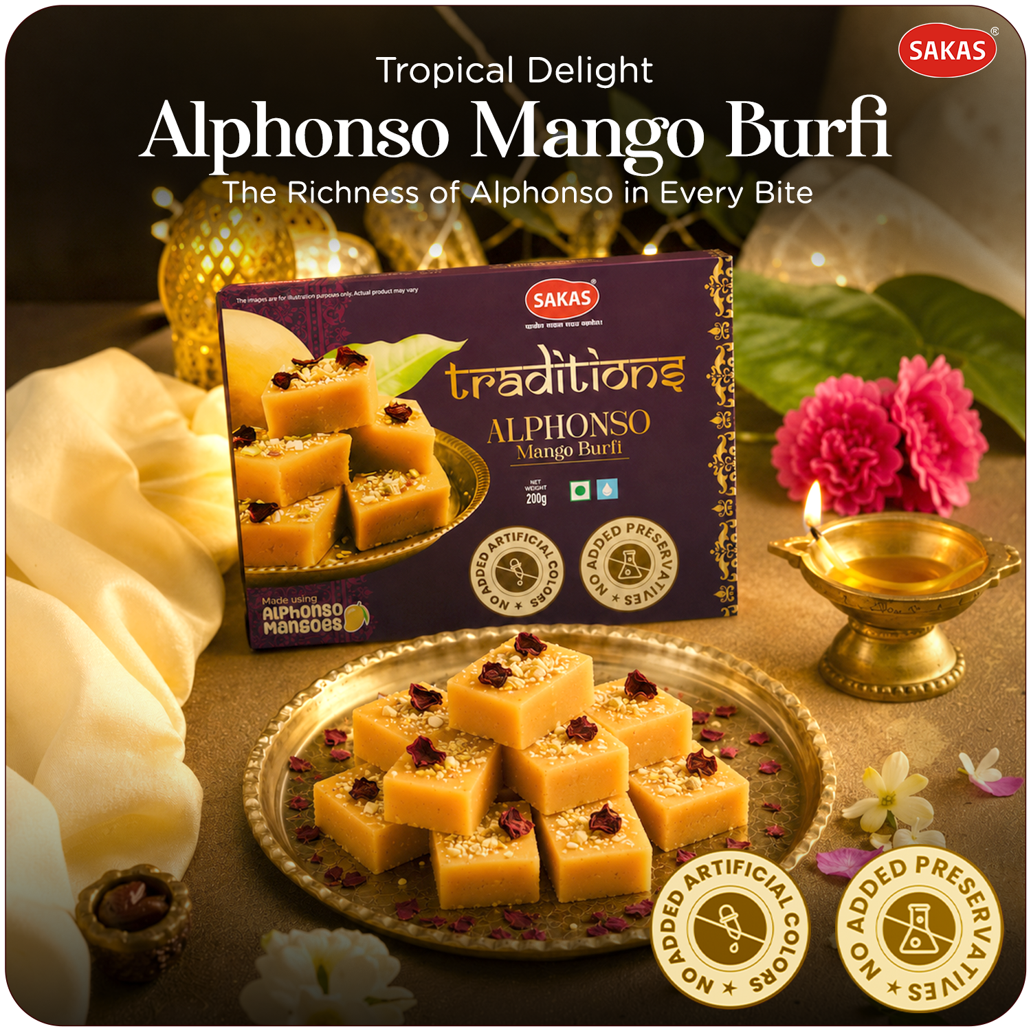 Sakas Traditions Alphonso Mango Burfi 200g