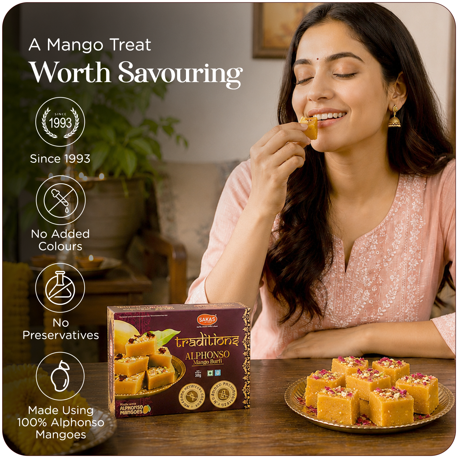Sakas Traditions Alphonso Mango Burfi 200g - Image 6