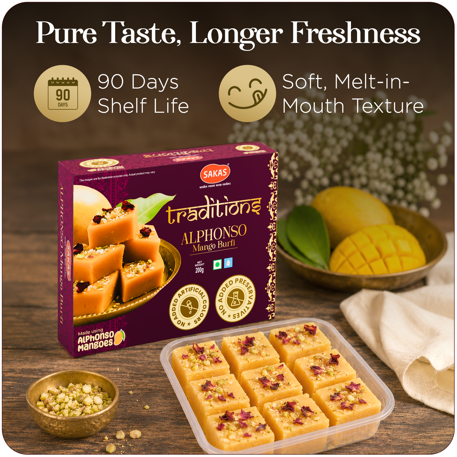 Sakas Traditions Alphonso Mango Burfi 200g - Image 4