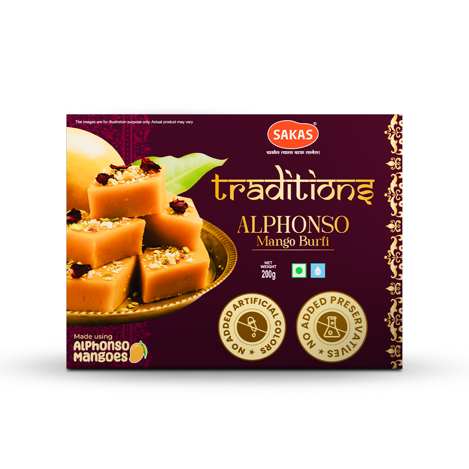 Sakas Traditions Alphonso Mango Burfi 200g - Image 2